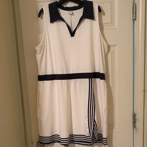 Livi Active (Lane Bryant Active Wear) White and Navy Midi Dress